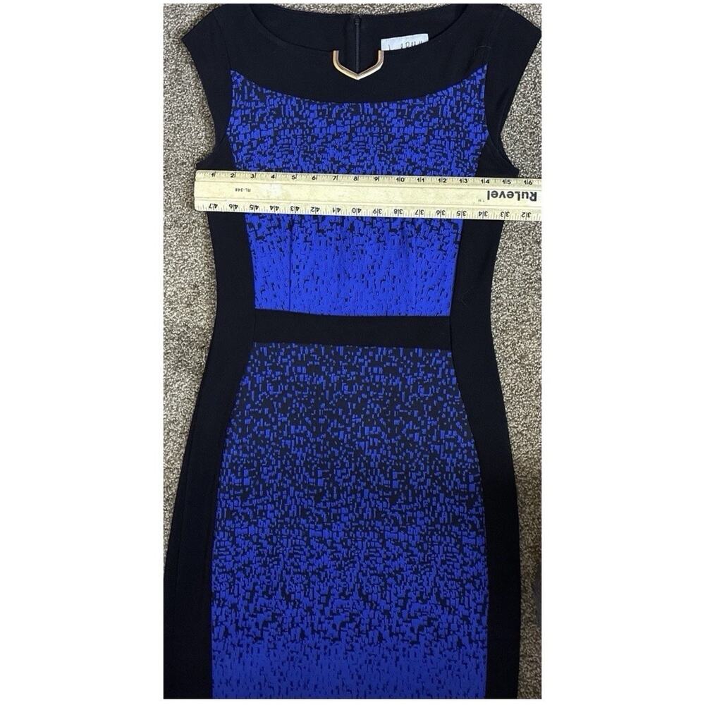 Joseph Ribkoff Blue Black Sheath Dress Structured Bodycon Career Chic Sz 4 - Picture 7 of 10